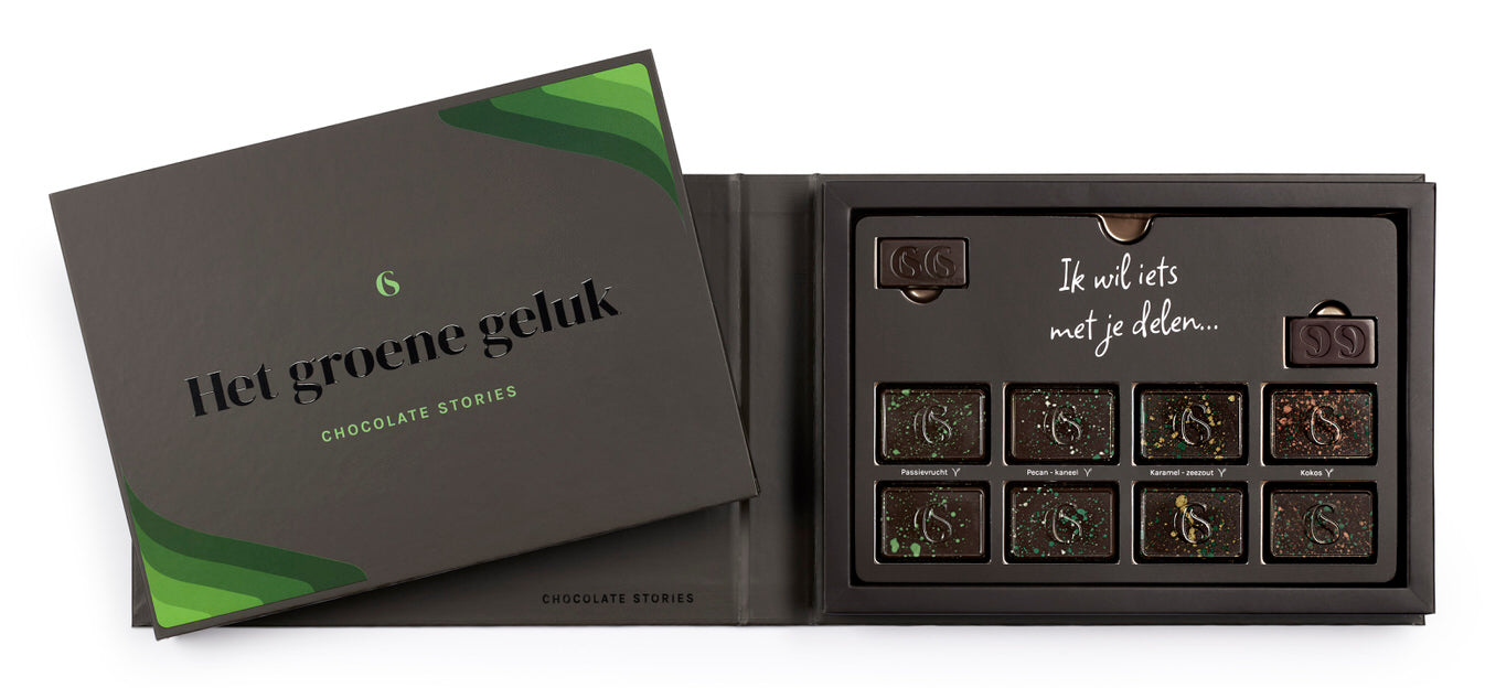 Chocoladeboek Het groene geluk opengeklapt